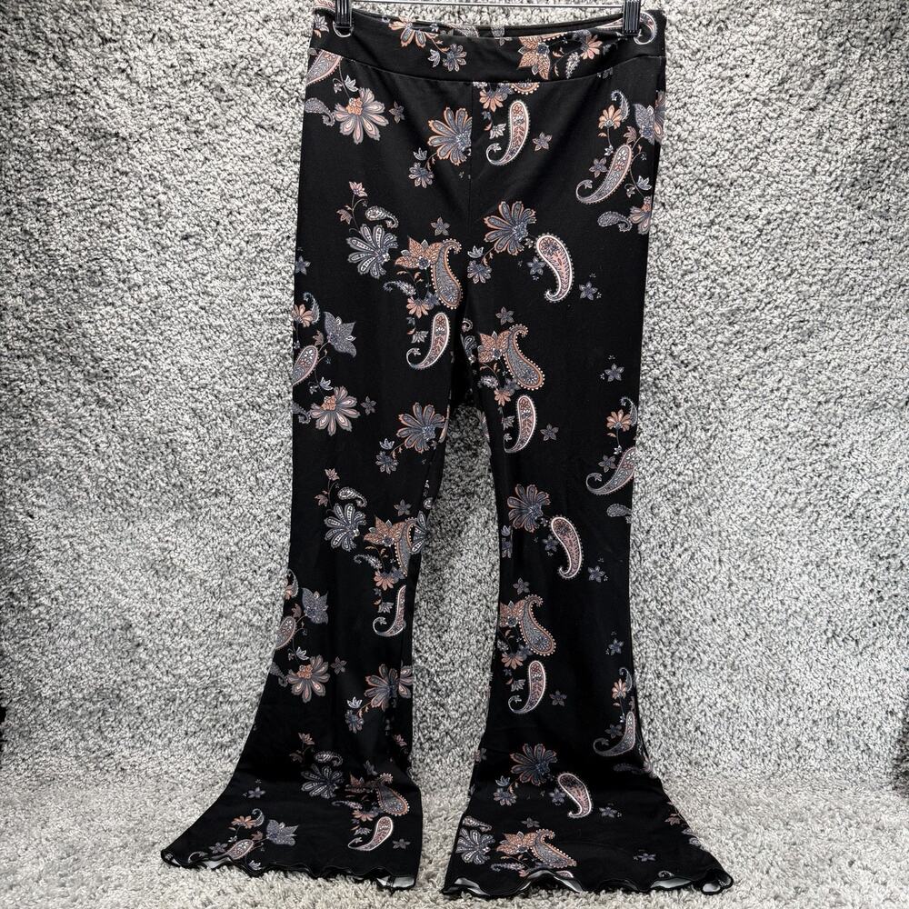 So Goods For Life Women’s Pants Floral Paisley Print High Rise Flare Bell Medium